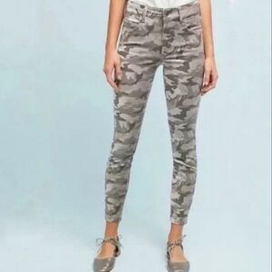 Anthropologie Pilcro and the Letterpress High Rise Skinny Gray Velvet Camo Pants